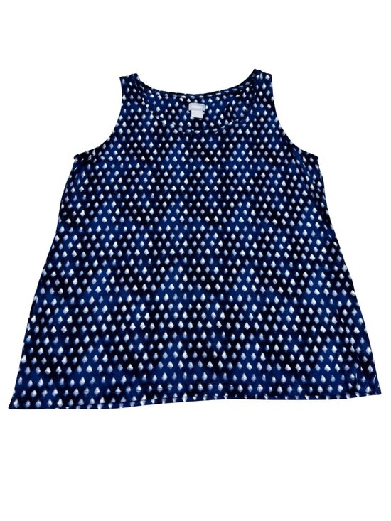 Chico's Tops - Chico's Women's Sleeveless Tank Top Blue White Geometric Print, Size 2 /US L